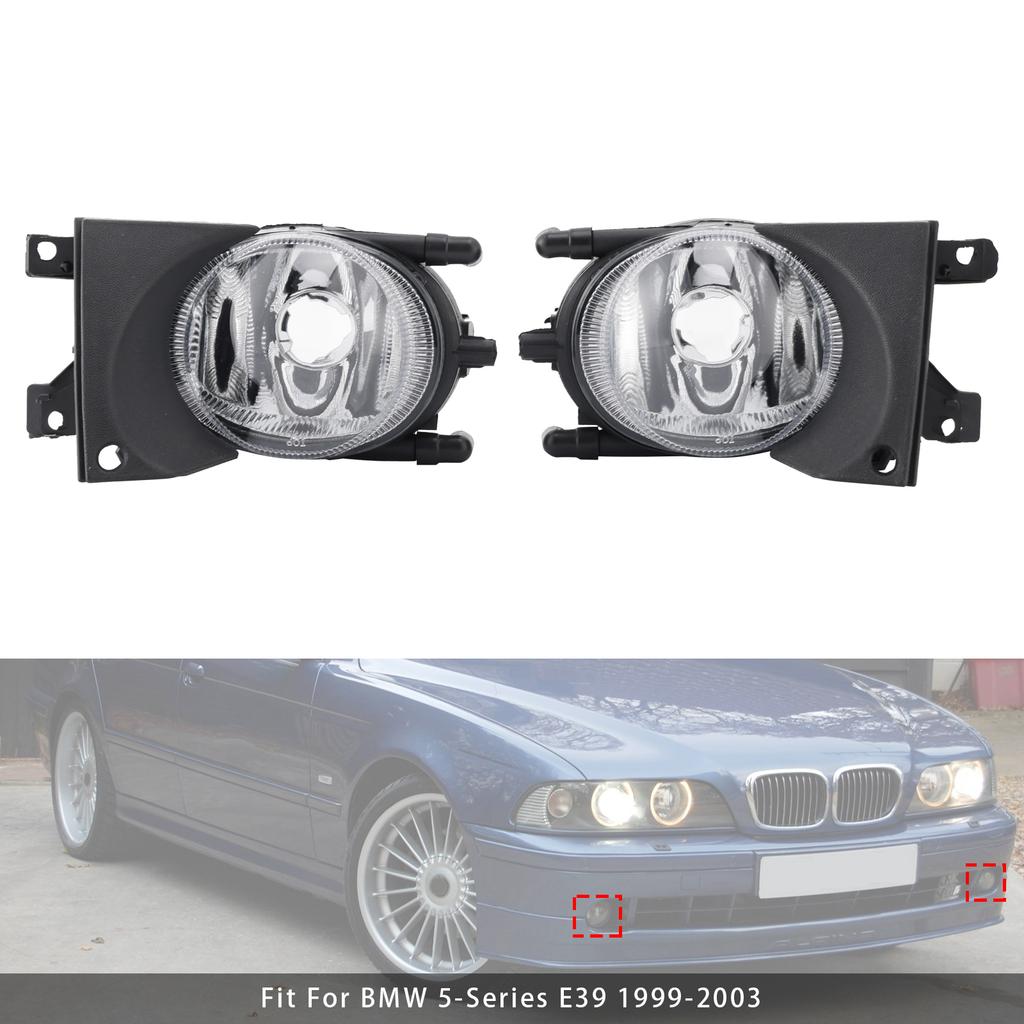 Pair Front Bumper Fog Light Without Bulbs For BMW E39 5-Series 1999-2003
