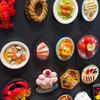 3D Chinese Style Food Magnet: Lobster & Noodles Hot Pot with Mantis Shrimp Sticker