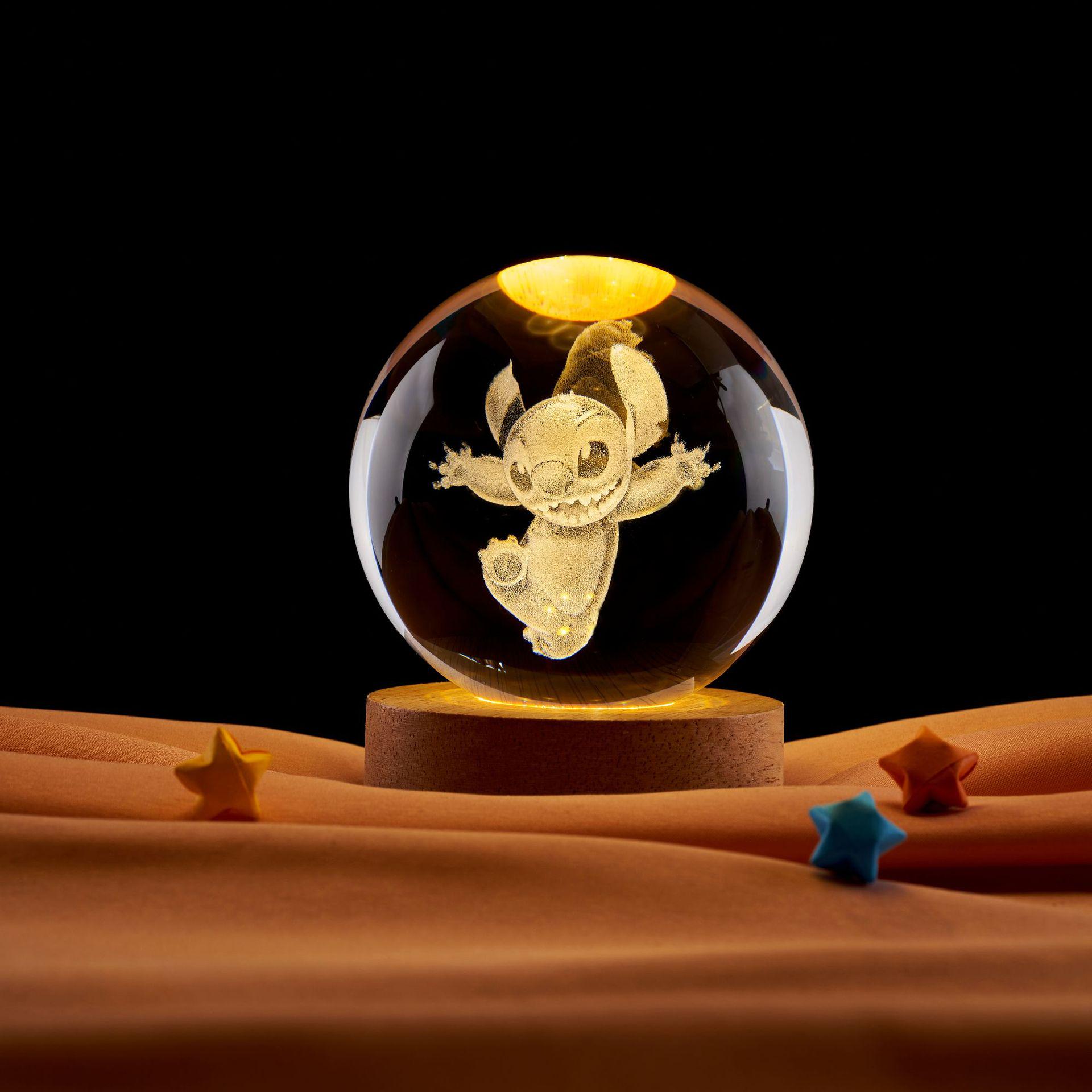 3D Laser Engraved Crystal Ball Starry Night Light Ornament