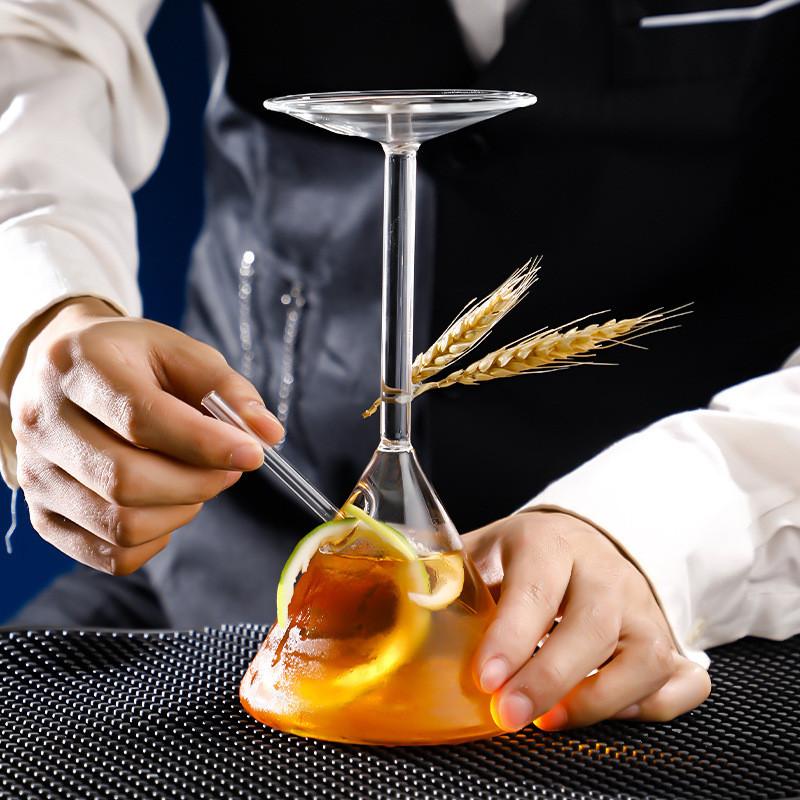 Creative Cocktail Glass Cup Upside Down Martini Glasses Wine Glass Juice Restaurant Cuisine Sashimi Dry Ice Container Leisure Ba