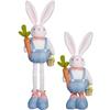Easter Bunny Plush Toy with Extendable Legs and Carrot Basket Ornament