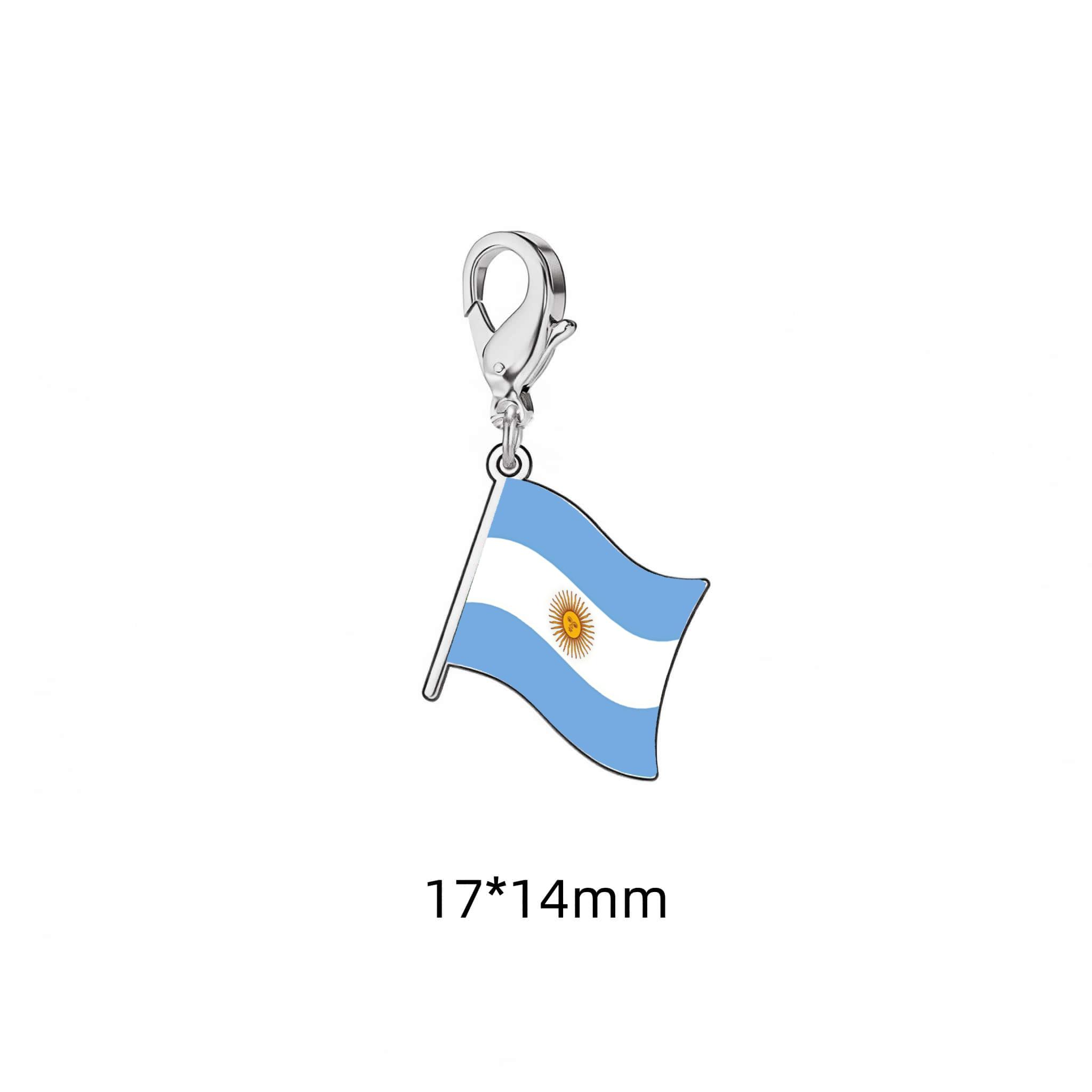 Custom Country Flag Charms 17*14mm, Stainless Steel Flag Pendants, Football Fan Souvenirs, Travel & Bag Charms, DIY Jewelry Accessories Argent