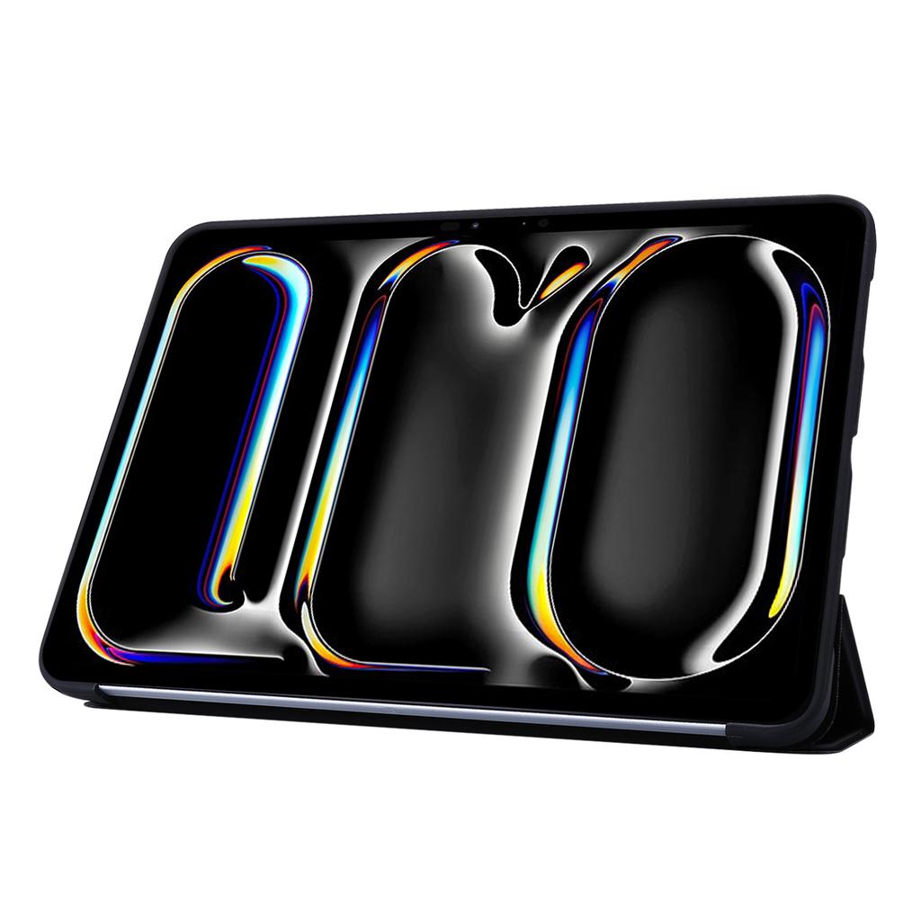 Für iPad Pro 13 (2024) Hülle Dreifach-Ständer Leder+Silikon Tablet-Hülle