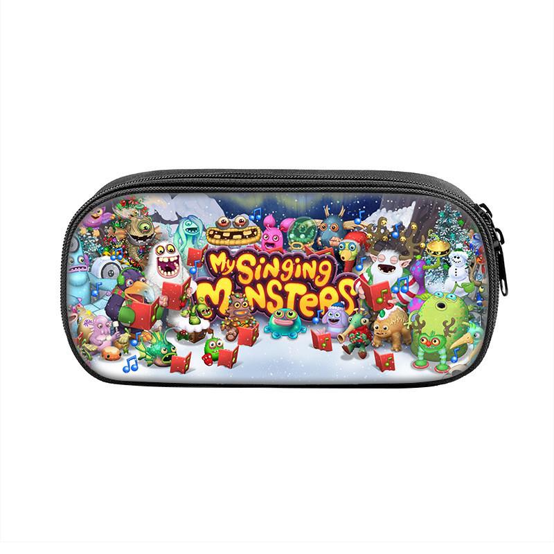 My Singing Monsters Pencil Case Nylon Storage For Students With Fun Cartoon Design