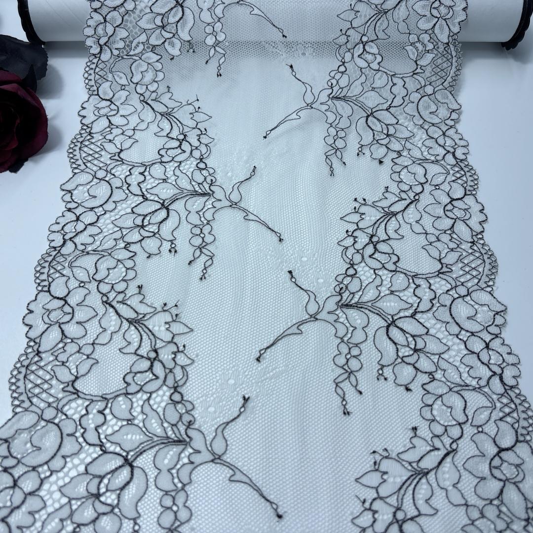 

Двухцветное черно-белое эластичное кружево на шнурке, эластичное сетчатое кружево для нижнего белья, бюстгальтеров, нижнего белья, одежды, домашнего декора, рукоделия (23,5 см шириной) 23.5cm