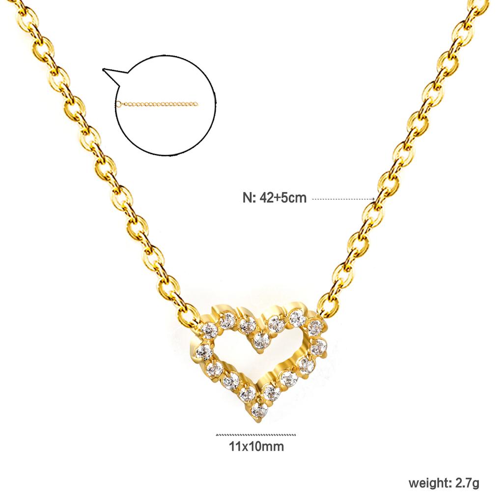Geometric Hollowed Pendant Fashion Necklace Custom 18k Gold Plated Non Tarnish Necklace Stainless Steel Heart Necklace for Women