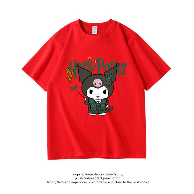 Sanliou Joint Childrens Tshirt Pure Cotton Cartoon Printed Parentchild Outfit New Fashionable Short Sleeved Shirt
