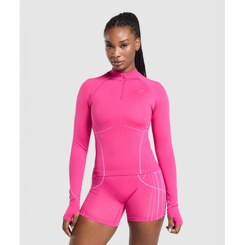 

Gymshark Бесшовный пуловер Apex 1/4 с застежкой-молнией Valley Pink Sour Pink B3c3f Kcsd XS