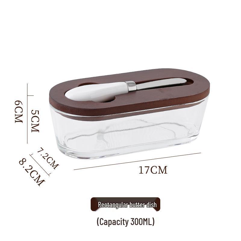 Transparent Glass Butter Dish with Lid & Spreader - Cheese Fresh-Keeping Box for Home Use