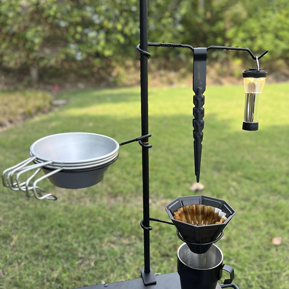 Portable Pole Mounted Storage Holder Black Pole Mounted Storage Rack Outdoor Activities Camping