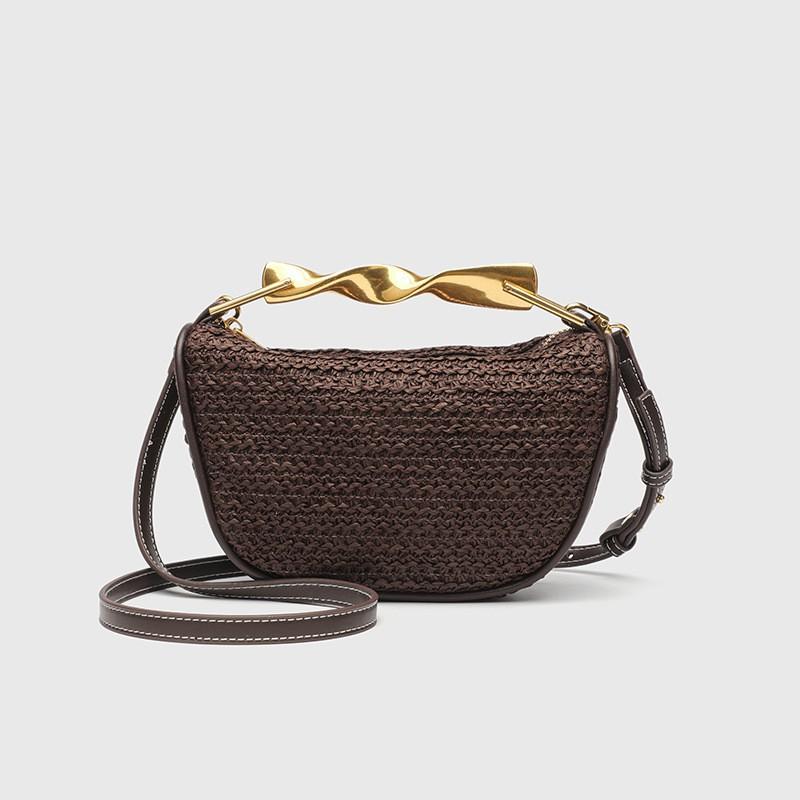 ZR Home Ähnlich Grenzüberschreitend Tragbar Gewebte Tasche Damen Neu Retro Kette Crossbody Stroh Unterarm