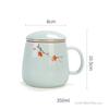 Creative Ceramic Tea Cup with Cover, Tea Cup, Blue, Green, Pink, Home Office Household items, Separation Filter Mug, 1Pc