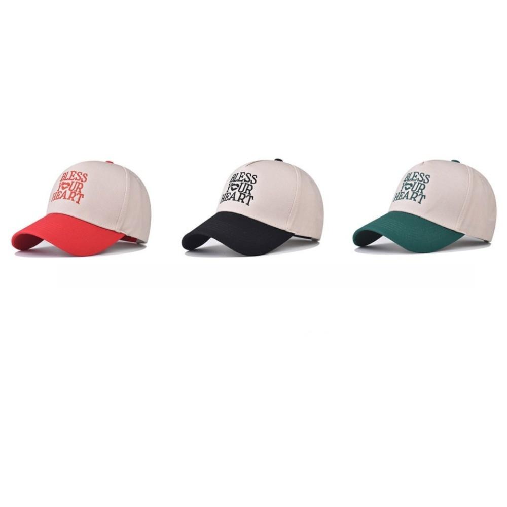 Trend Wide Brim Baseball Hat Casual Adjustable Duck Tongue Hat Bless Your Heart Letter Embroidery Sun Hat Men