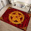 Vintage Red and Gold Pentagram Pattern Carpet with Ornamental Details Suitable for use as an anti-slip for living room bedroom sofas