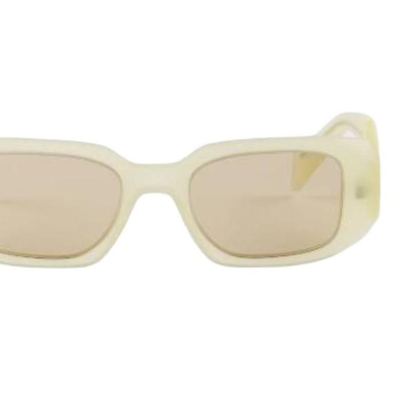 Prada Geometric Design Acetate Irregular Shape Sunglasses Unisex Couple Style Frosted Vanilla
