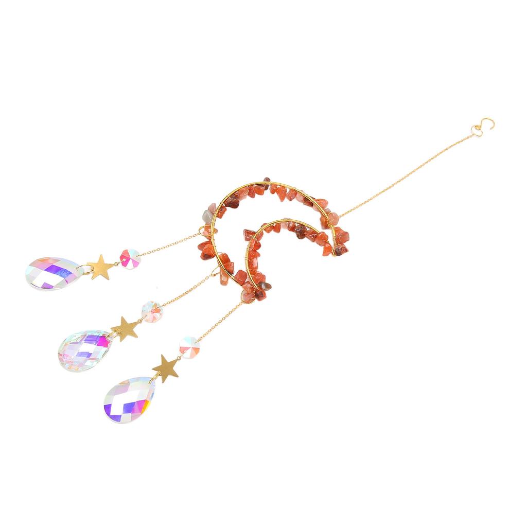 Måne Vindspel Ljus Kristall Hängande Hänge Fönsterdekoration för Hem Trädgård Fest Bröllop Förlovning