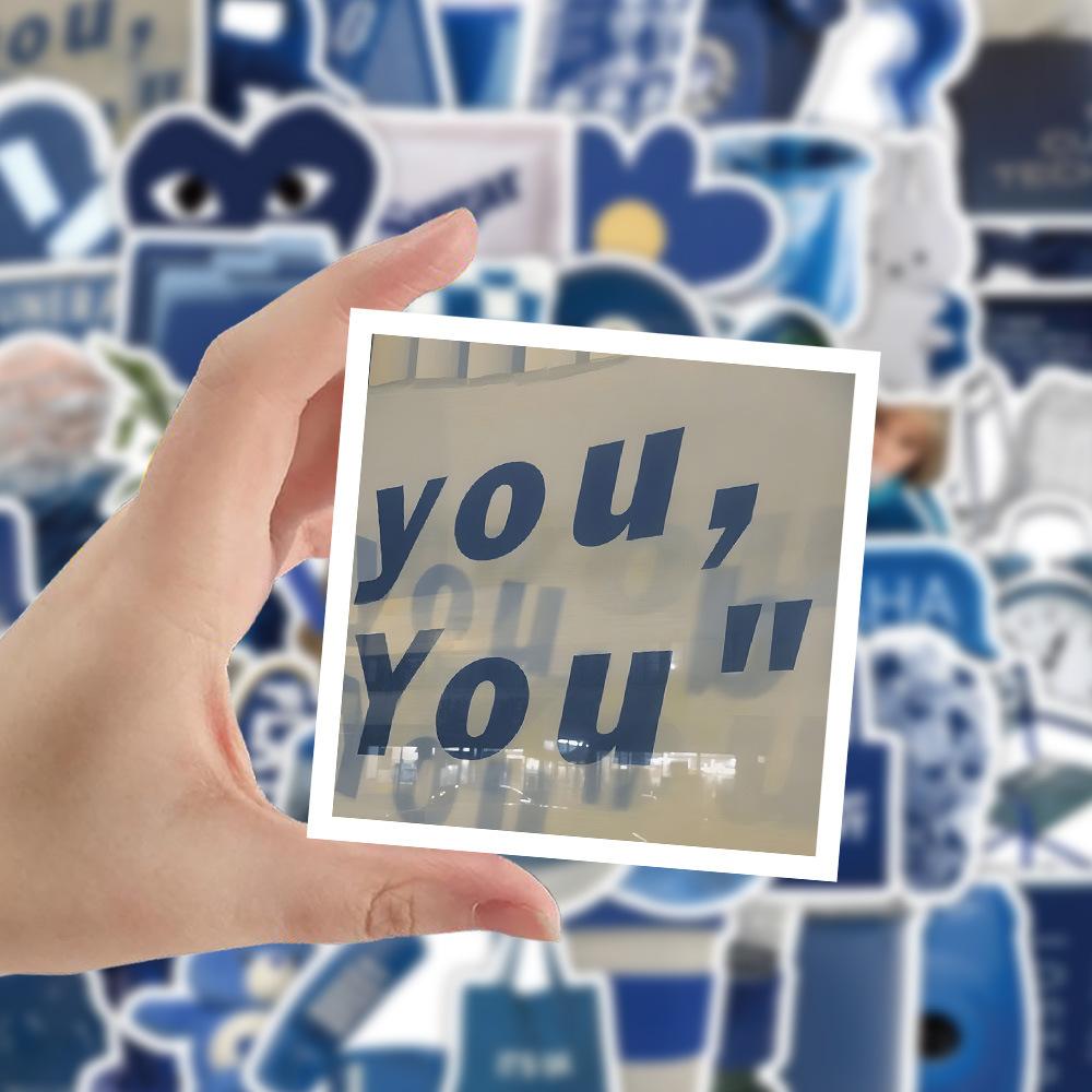 60Pcs Blue Stickers for Laptops, Bottles, Scrapbooking, DIY Decoration