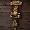 Farmhouse Doorbell Decoration Rustic Garden Gnome Bell, Large Gnomes Welcome Hanging Doorbell, Bell Decor for Front Porch Patio Fence Farmhouse, Gift