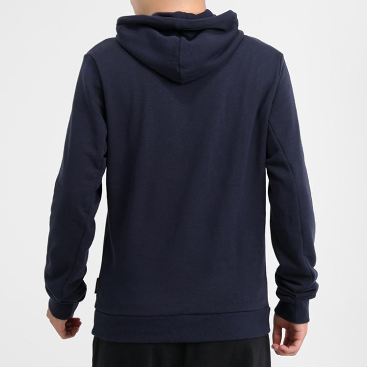 Adidas Logo Print Sports Pullover Hoodie Men Hoodie Dark-Blue GC7342