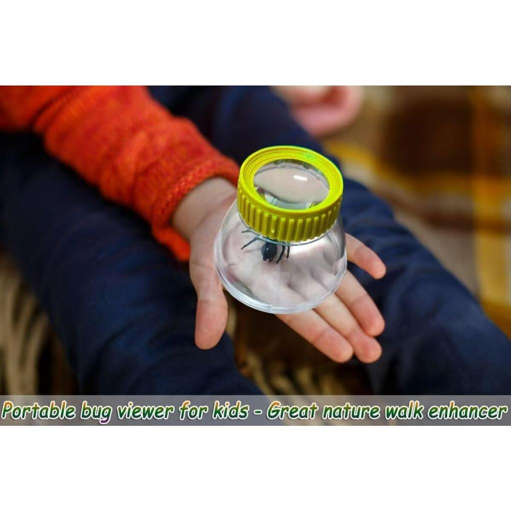 Cattura Insetti Lente d'Ingrandimento 5X Barattolo per Insetti Kit di Osservazione Osservatore di Insetti Righello Integrato da 7 cm con 2 Pinzette di Plastica Kit Cattura Insetti per Bambini Scienza Natura