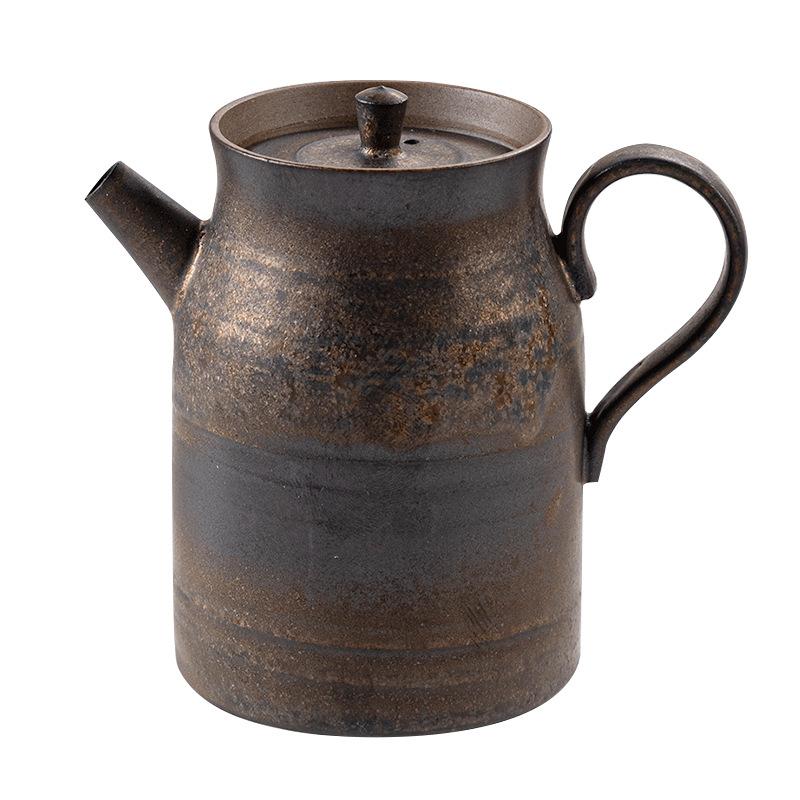 Gilt Glaze Teapot Handmade Retro Rust Teapot Ceramic Single Pot Household Kung Fu Tea Set Side Handle Pot