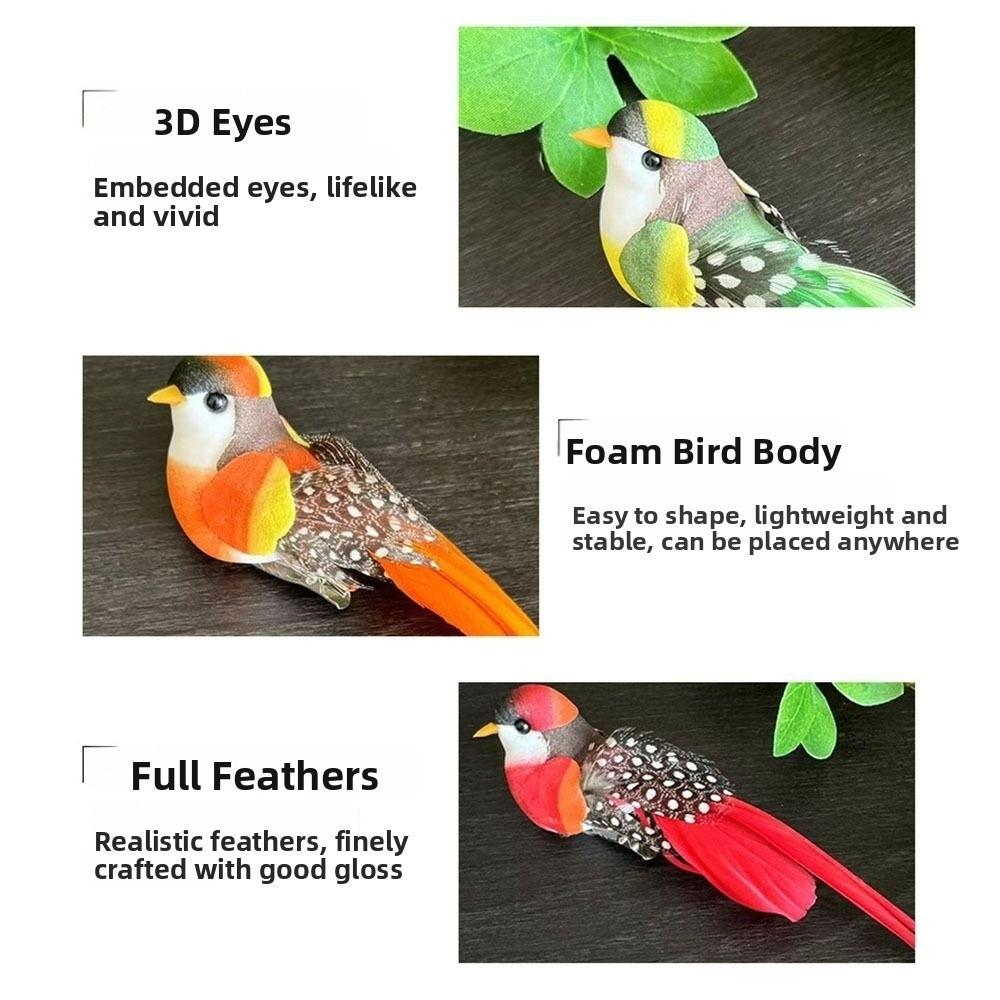 Colorful Simulation Birds Photography Props with Clip Decorative Fake Bird Home Decor Landscape Decoration Birds Model