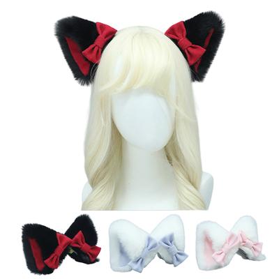 Kitten Hair Clip Cosplay Headwear Party Sexy Kitten Hair Clip with Bows Animation Hairpin for Live Show Role Play