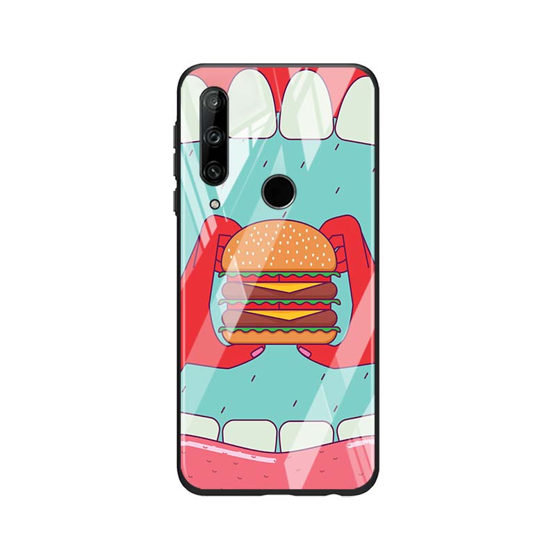 Gehärtetes Glas Neue Shell Luxusabdeckung Köstlicher Hamburger für Honor 30 20 10 9X 8X Pro Plus Lite Telefonhülle