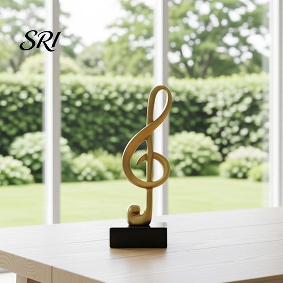 Versatile Music Figurine Note Sculpture Gold Resin Musical Symbol Modern Decor Tabletop Decoration for Piano Room Home Office Table Centerpiece Small