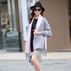 Shawl solid color sweater with sleeves double-sided knitted thick tassel scarf autumn and winter cape cardigan jacket