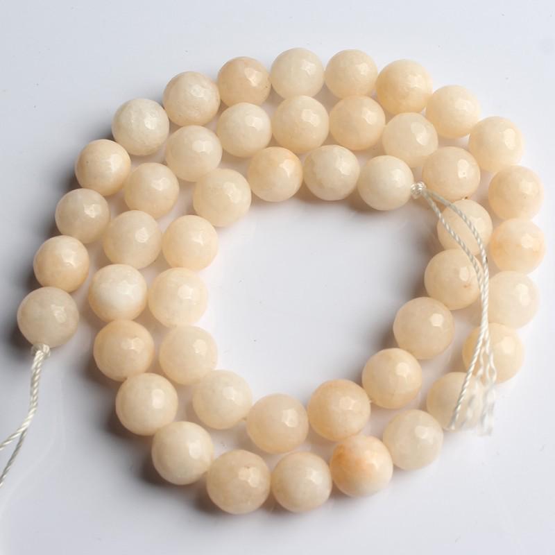 4/6/8/10/12mm Natural Faceted Pink Green Chalcedony Jades Stone Round Beads for Jewelry Making 15''