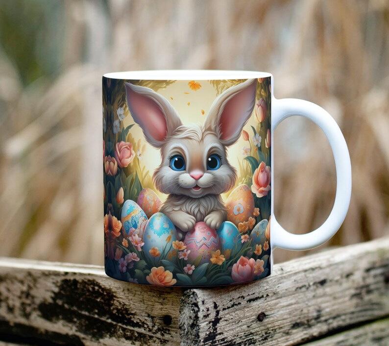 3D Happy Easter Rabbit Egg Egg Ceramic Coffee Mug Tea Cup