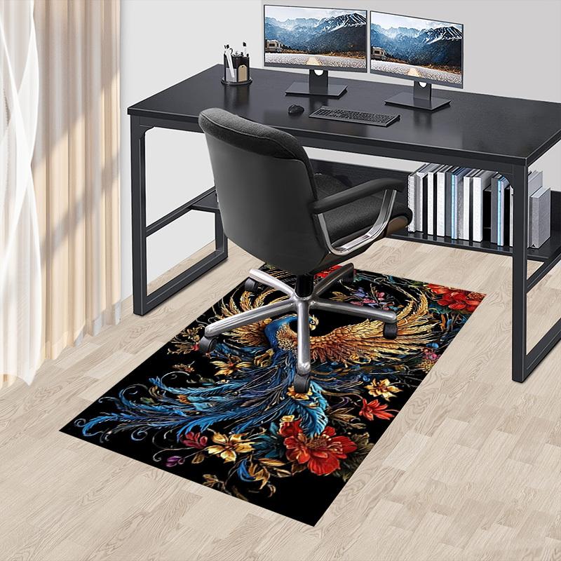 1pc Phoenix Flowers Carpet Anti Slip Polyester Floor Mat for office,Bedroom