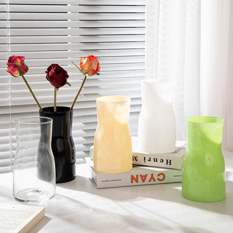 Ins Modern Glass Flower Vases for Centerpiece Table Home Indoor Desk Decor Boho Style Flower Vase for Wedding Housewarming Gift