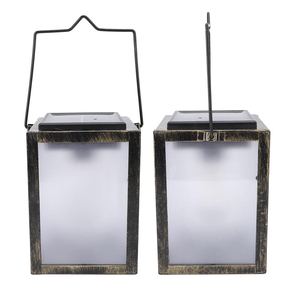 2PCS 3D Solar Lantern Rain Proof Weather Proof Flickering Outdoor Lantern for Garden Patio
