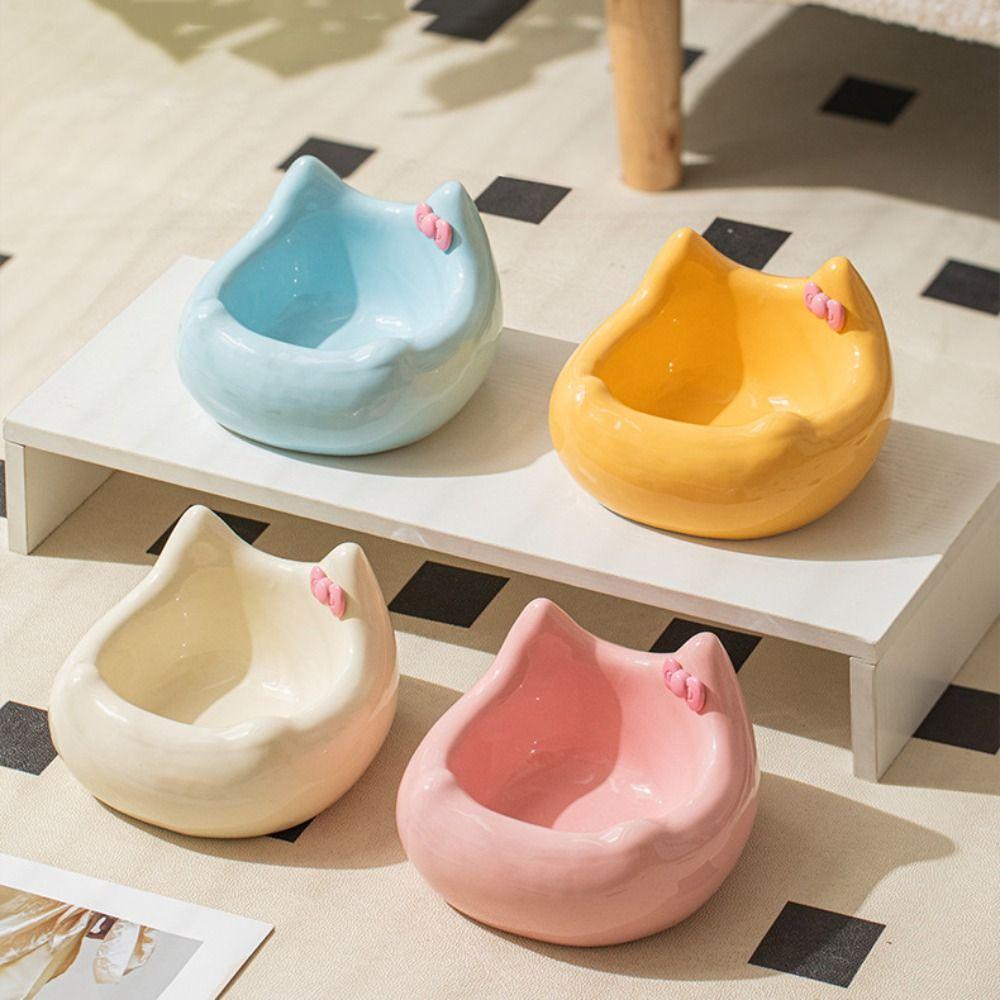 Cute Cat Bowl Ceramic Pet Drinking Feeder Pet Supplies Dog Food Feeding Basin  Water Container