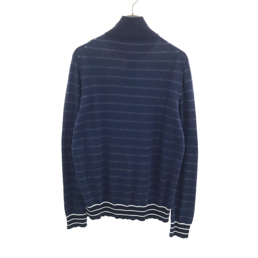 LACOSTE Border Pattern Long sleeve knit Zip jacket M Navy Men's Used