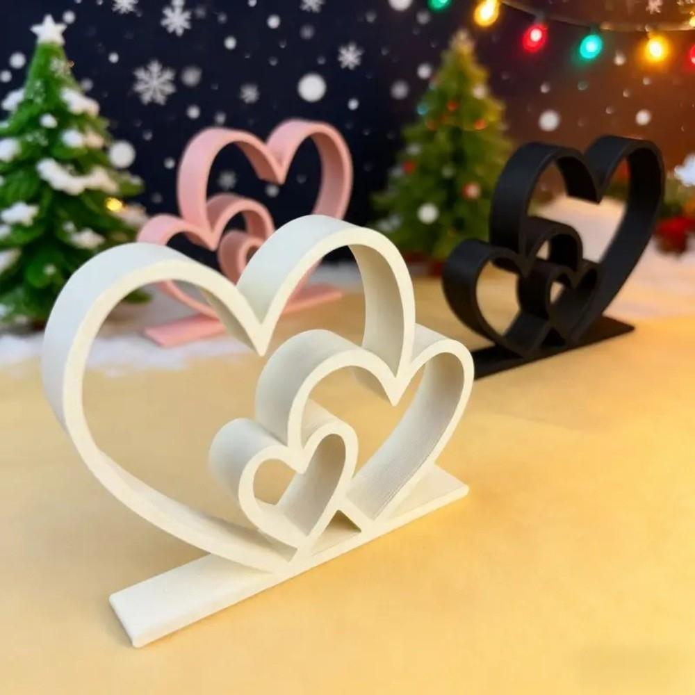 Romantic Heart-to-Heart Statue Plastic Love Heart Figurine Heart-shaped Sculpture  Bookshelf Decor