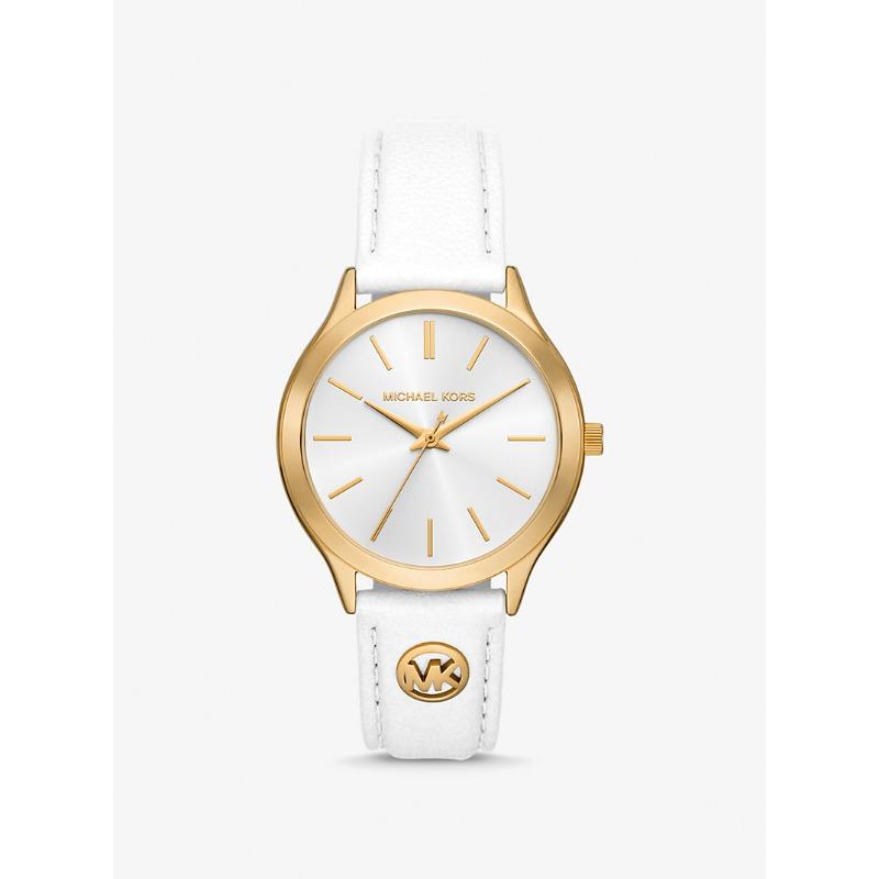 

Мужские часы Michael Kors Slim Runway с золотистым покрытием и кожаным ремешком MK7466 золотой