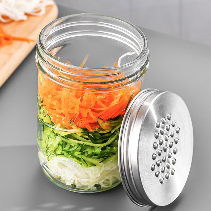 Mason Jar Cheese Grater Lid Stainless Steel Kitchen Cheese Zester Household Shredder Tool For Carrots Cucumbers Cheese