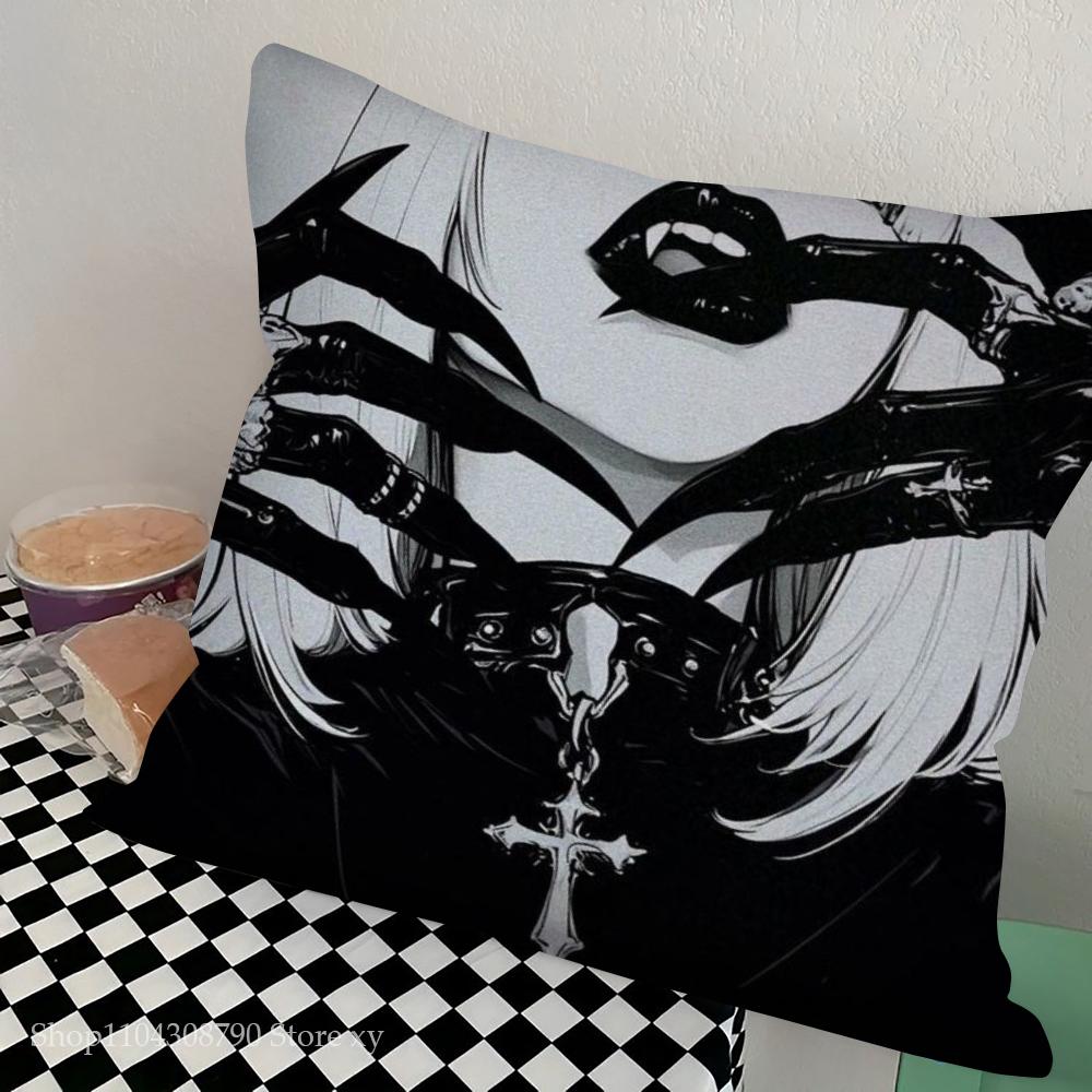1 szt. Vintage Horror Wampir Poszewka na Poduszkę Kwadratowa Sypialnia Sofa Wypoczynek Komfortowa Poduszka Samochód Salon Dekoracja Domu
