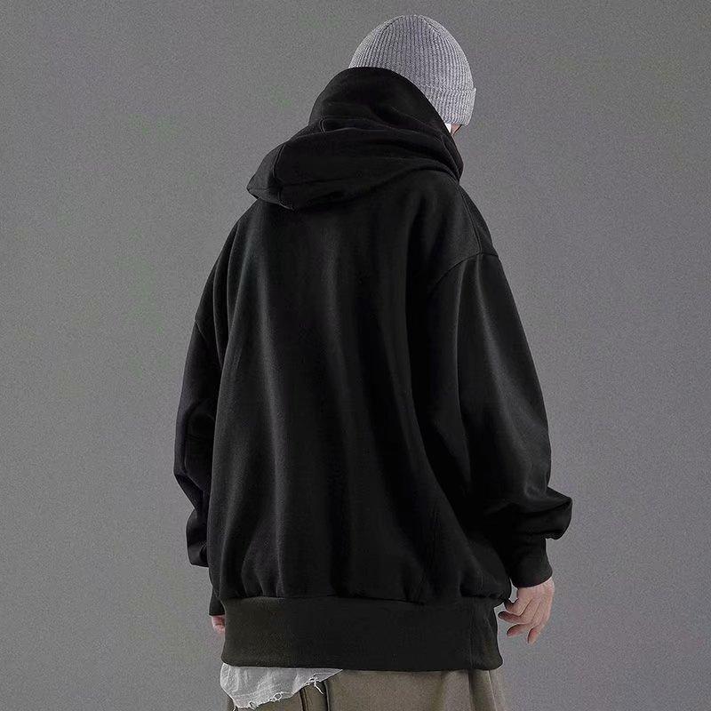 Hooded Sweater Men's Autumn and Winter Turtleneck Loose New Top High Street Hip Hop Dark Retro Hong Kong Style Jacket