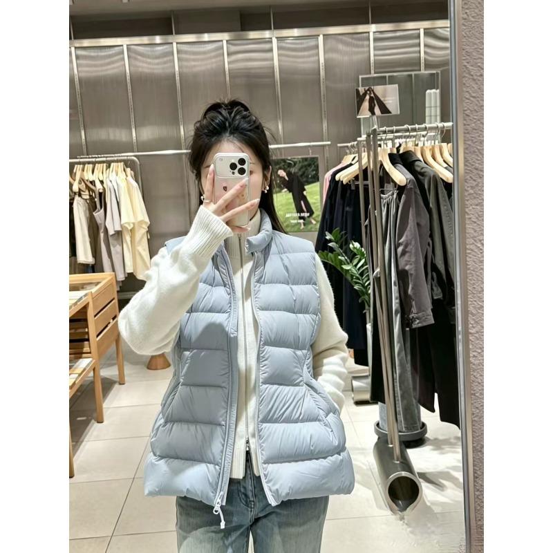Jiangnan same style, autumn and winter new stand-up collar waist thin ribs down jacket sleeveless vest vest jacket tide