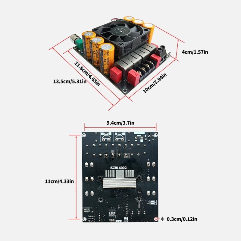 TPA3255 Double Channel Digital Power Amplifier Board 600W+600W 18V-50V Power Stereo Module with Fan for Car Vehicle