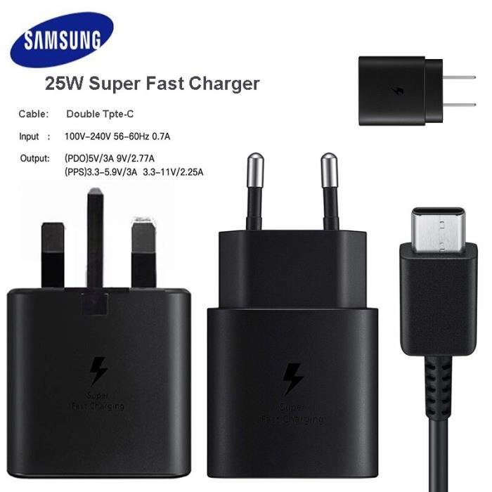 Chargeur De Téléphone Portable Galaxy A51, 25W USB PD Adaptatif, Charge Rapide, Original, Pour Galaxy A EU Charger Cable -HJ1415