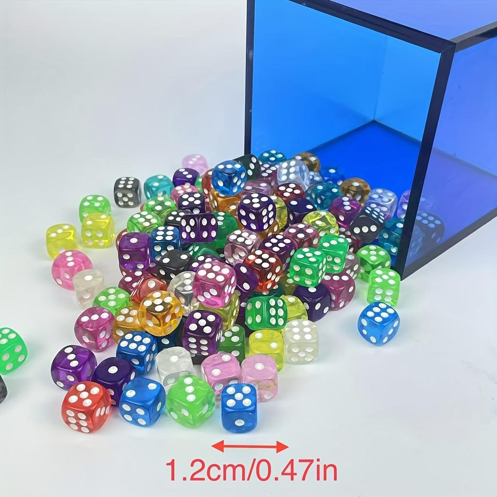 20/50PCS Acrylic Dice Set, 12mm Rounded Corners, Transparent Candy Color, Versatile for Board Games, Party Gifts, Action Games