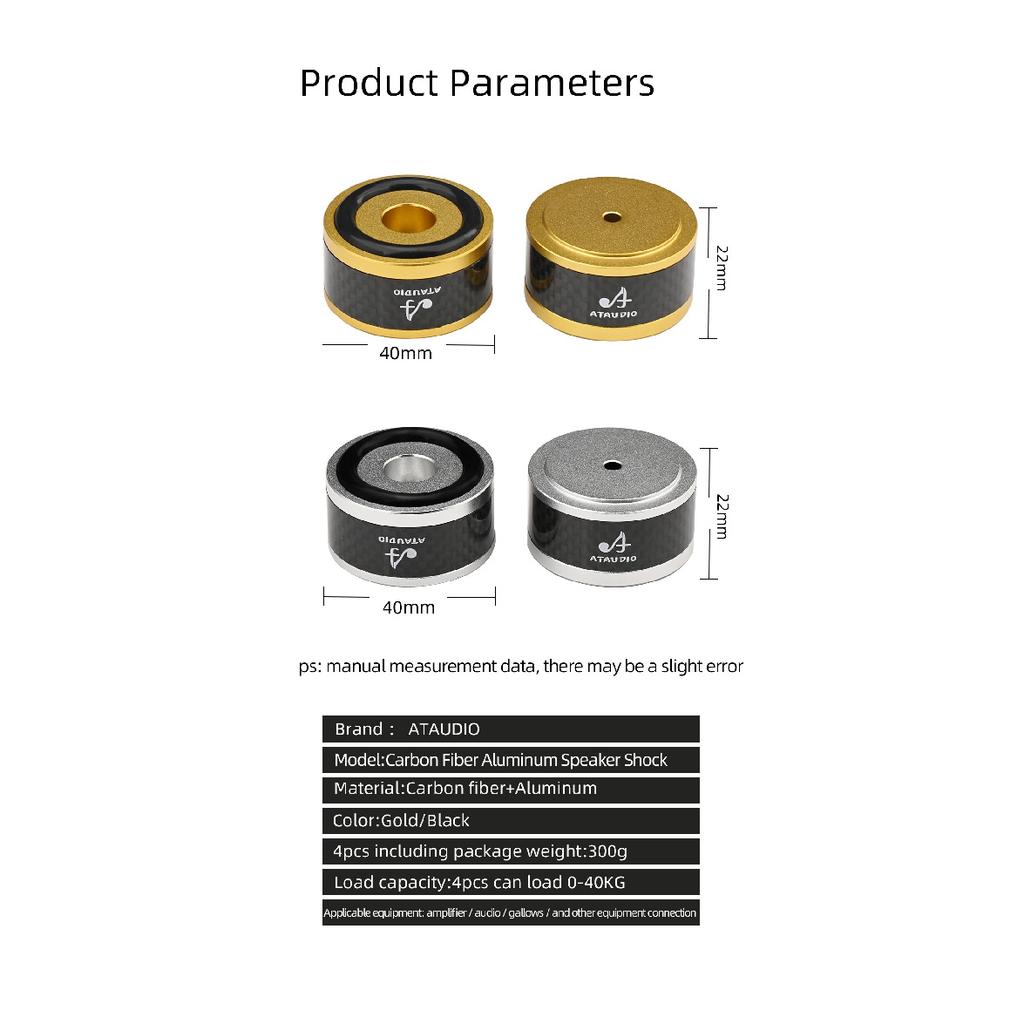 4PCS HiFi Carbon Fiber Speaker Shock Absorber Aluminum Alloy Speaker Spikes Stand Feet Pad for Speaker DAC Shock Absorbing