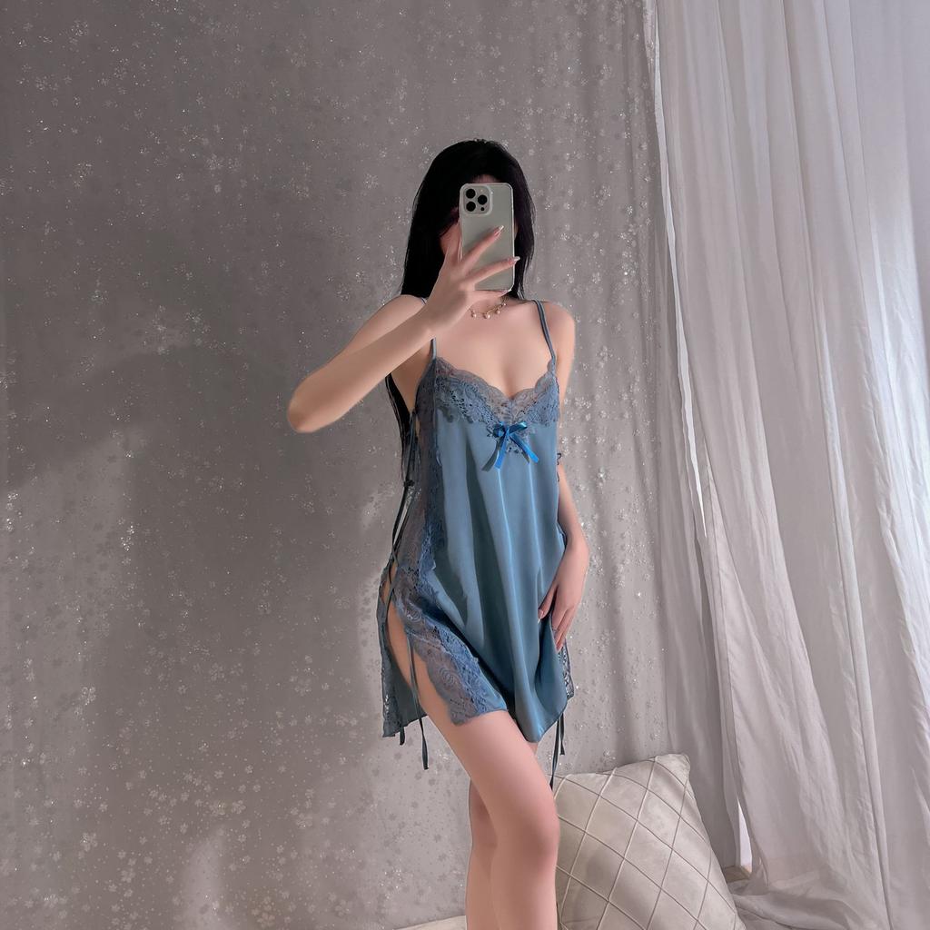 New sexy underwear women's Korean version cute girl lace splicing perspective sexy suspenders pajamas straps temptation