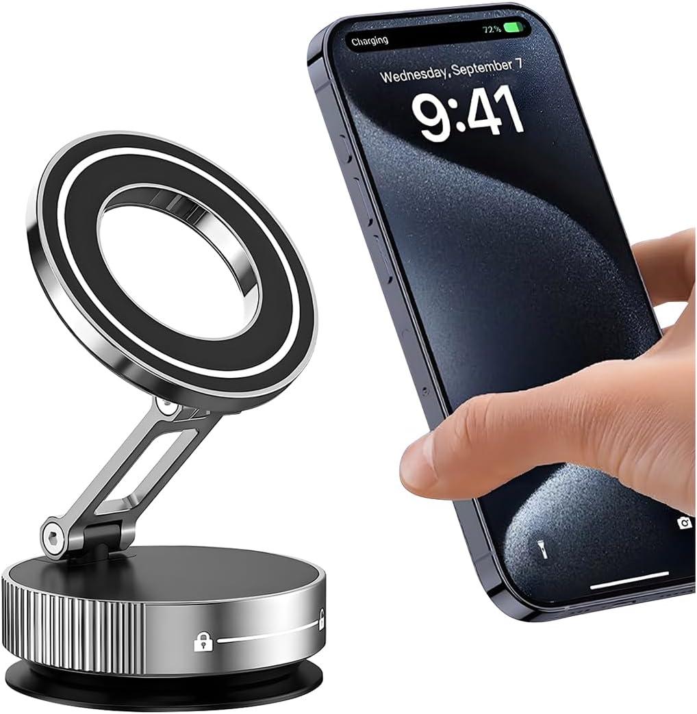 

Car Phone Holder for Magsafe [78+LBS Strongest Suction & 2400gf Magnetic] 360° Adjustable Car Phone Mount, Phone Holders