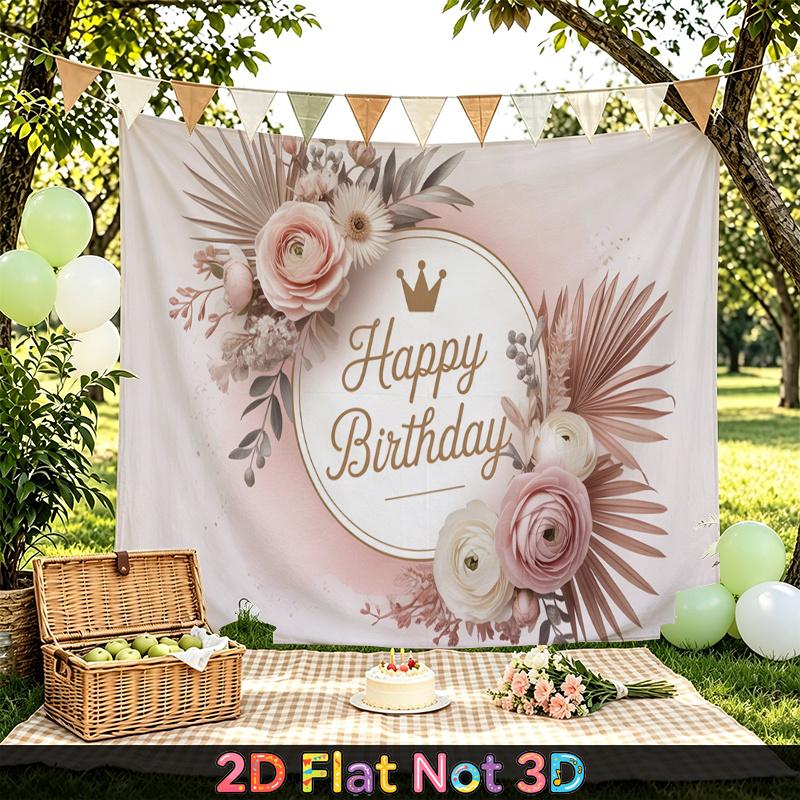 Party Backdrop Birthday Floral Pink Photo Booth Background Front Door Decor